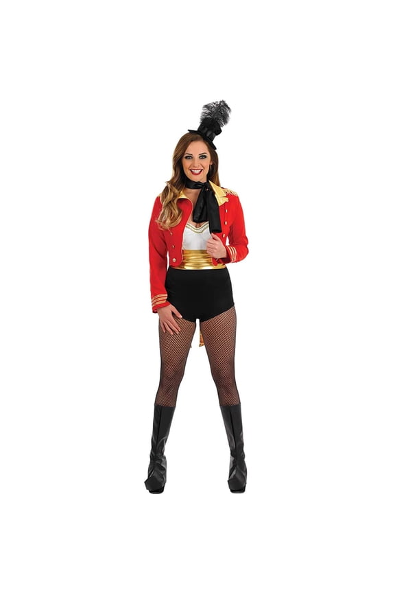 Womens Circus Ringmaster Costume Hat Ladies Lion Tamer Fancy Dress Halloween Red XXL