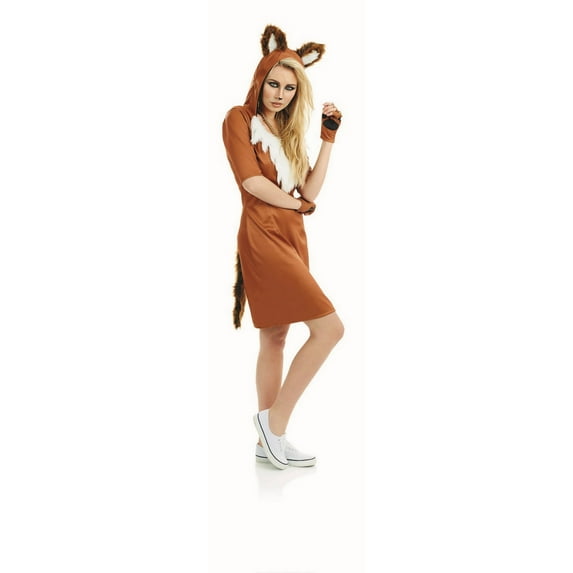 Fun Shack Womens Fox Costume Ladies Animal Foxy Lady Fancy Dress Book Week Day Halloween Brown XL