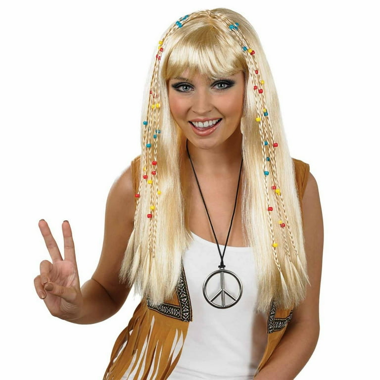 Long Blonde Hippie Wig