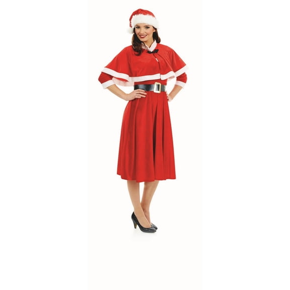 Fun Shack Womens Mrs Miss Santa Caped Fancy Dress Costume Christmas Xmas Party Halloween Red M