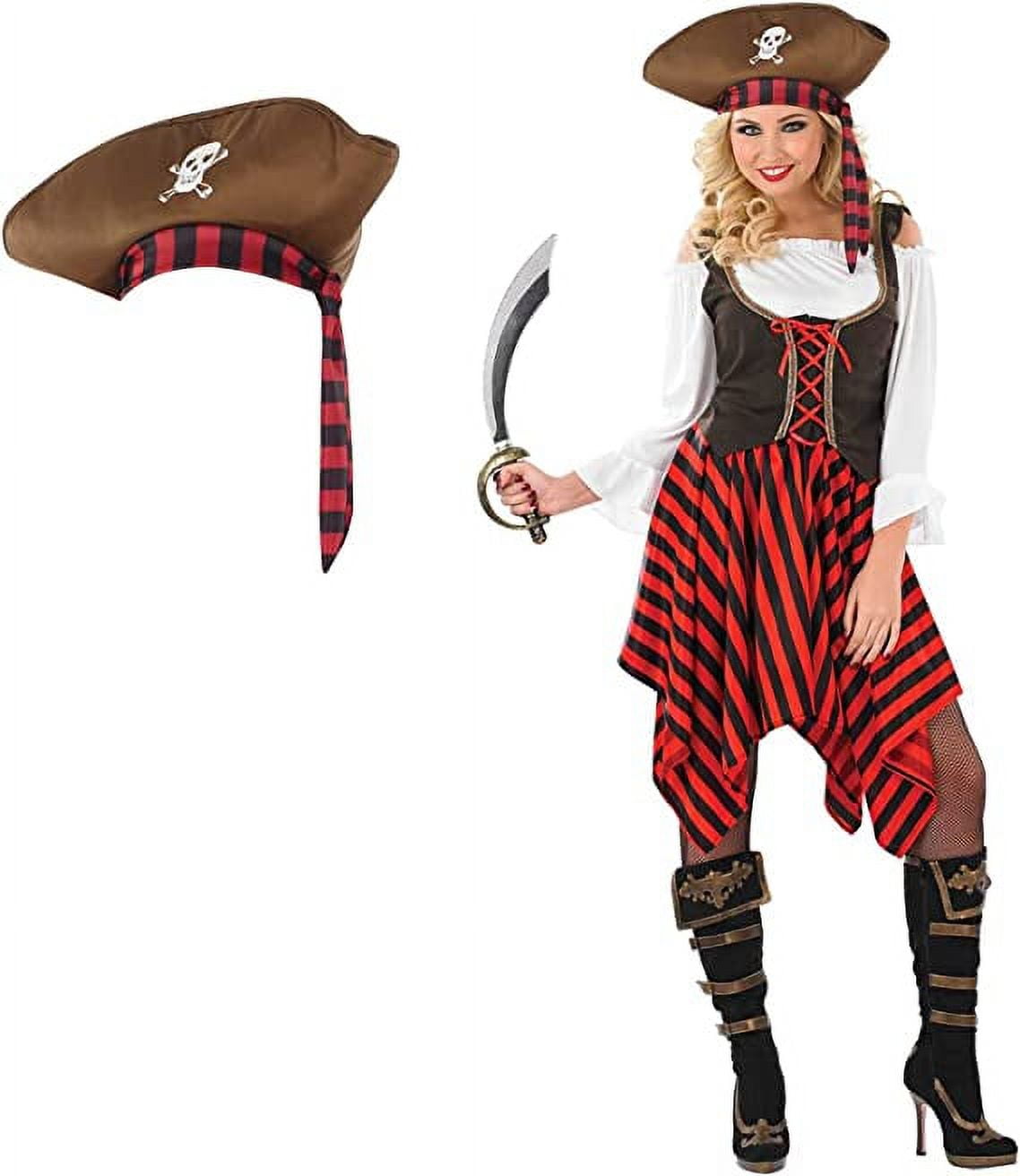 Fun Shack Womens Pirate Wench Costume Ladies Caribbean Buccaneer Fancy Dress Halloween Red L 5184