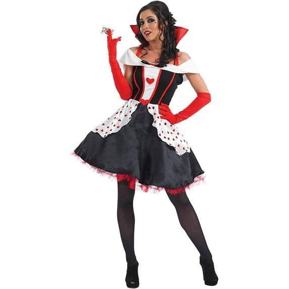 Fun Shack Womens Queen of Hearts Costume Ladies Book Day Storybook Fancy Dress Halloween Black M