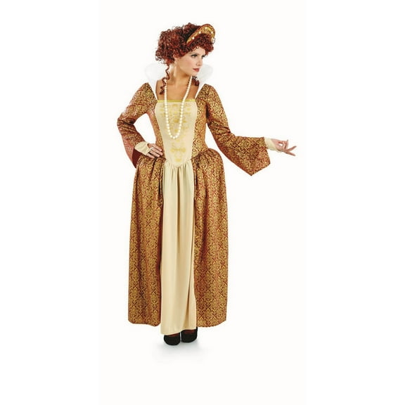 Fun Shack Womens Tudor Queen Elizabeth I Costume Ladies Medieval Fancy Dress Halloween Gold L