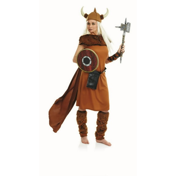Fun Shack Womens Viking Warrior Princess Costume Helmet Nordic Barbarian Lady Halloween Brown S