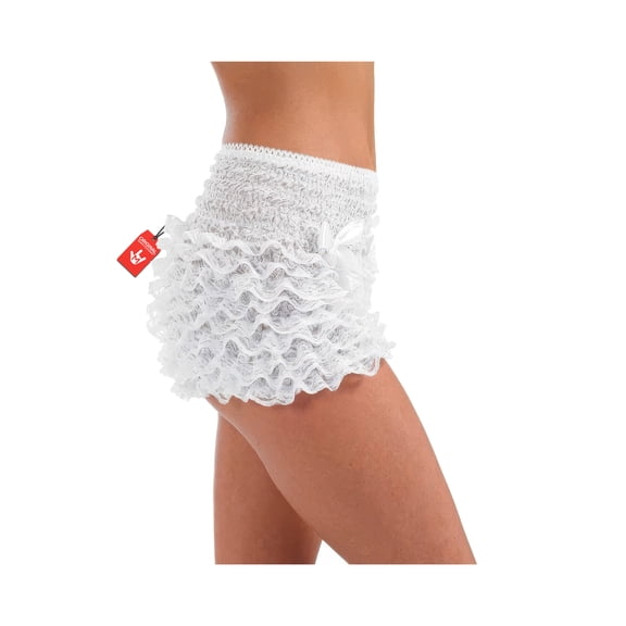 Fun Shack Womens White Ruffle Pants Adult Burlesque Shorts Costume Halloween Multi-color One Size