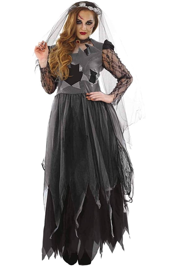 Womens Zombie Corpse Bride Costume Ladies Ghost Halloween Halloween Black XXXL