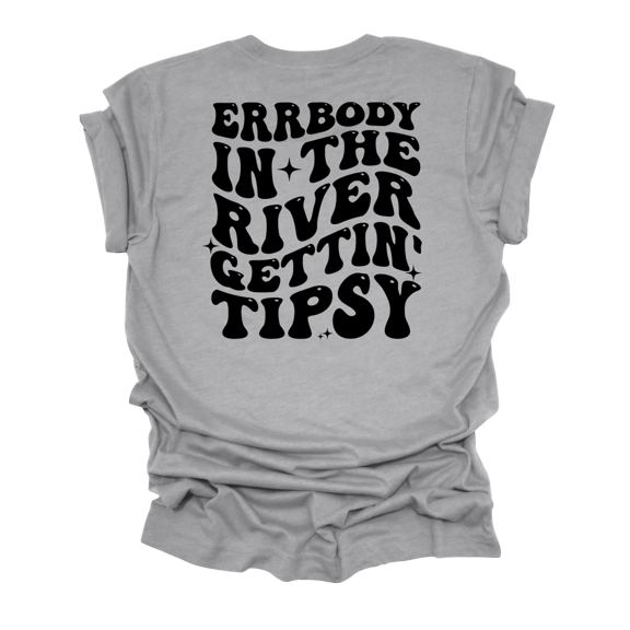 Fun Short Sleeve Womens Errrybody In The River Gettin' Tipsy Groovy Cute Ladies T-Shirt-Athletic Grey-Small