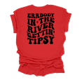 thumbnail image 1 of Fun Short Sleeve Womens Errrybody In The River Gettin' Tipsy Groovy Cute Ladies T-Shirt-Red-3X-Large, 1 of 4