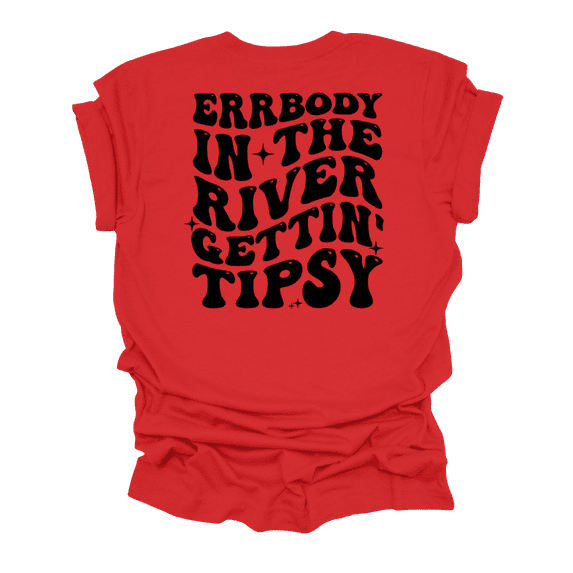 Fun Short Sleeve Womens Errrybody In The River Gettin' Tipsy Groovy Cute Ladies T-Shirt-Red-4X-Large