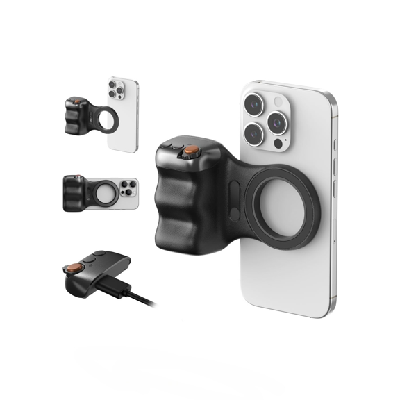 Fun Shot Magnetic Phone Camera Style Shutter Grip for Magsafe iPhone & Android with Detachable Wireless Shutter Button for iOS16/17/18 -Comfort Ergonomic Phone Grip Handle Holder