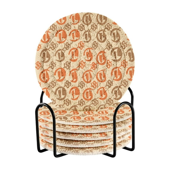 Fun Sign Coasters with Holder for Coffee Table 6 Pcs Drink Coaster Sets Absorbent for Home Decor 4 inch