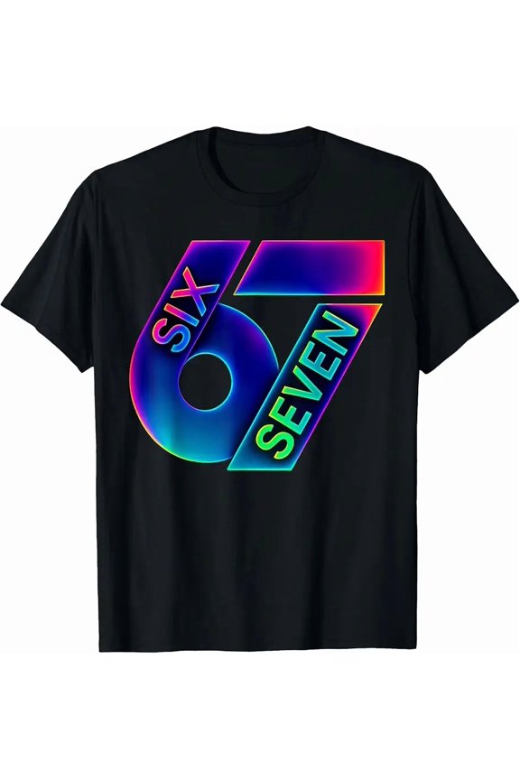 Fun Six Seven 6 7 Meme Colorful Design T-Shirt