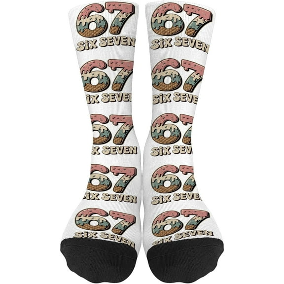Fun Six Seven 6 7 Meme Design Socks – Unisex Funny Novelty Crew Socks for Men & Women