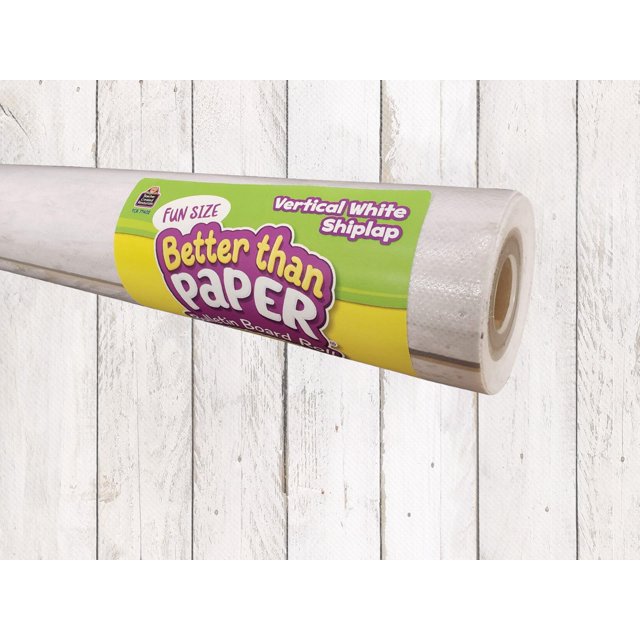 TCR77402 Fun Size Better Than Paper Bulletin Board Roll, 18" x 12', Vertical White Shiplap by