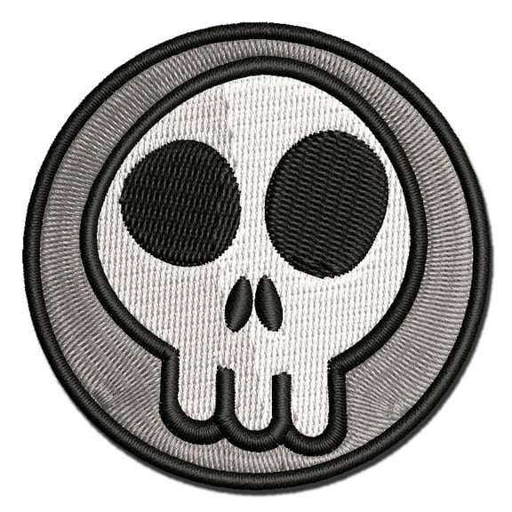 Fun Skull Applique Multi-Color Embroidered Hook & Loop Patch - 3.5 Inch Large