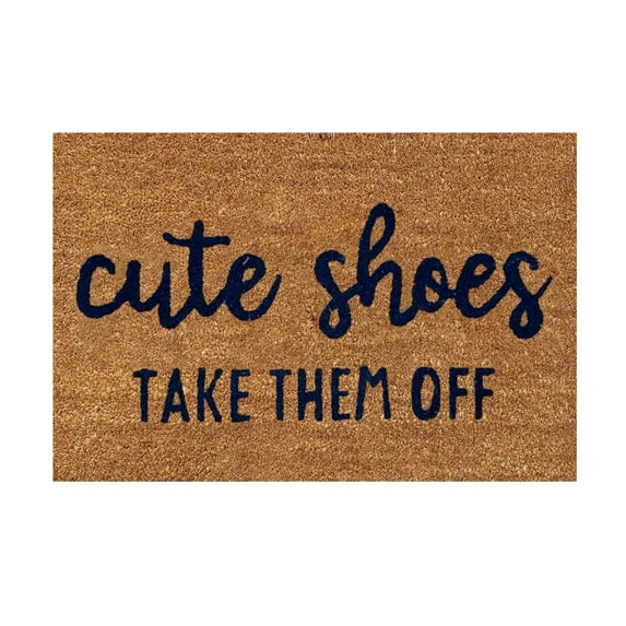 Fun Slogan Door Mat House Warming Gift Personalized Doormats Coir Mat‘CUTE SHOES TAKE THEM OFF’ Welcome Entrance Mat 16''x24'' Summer Door Mats for Indoor and Outdoor Home Decor Supplies