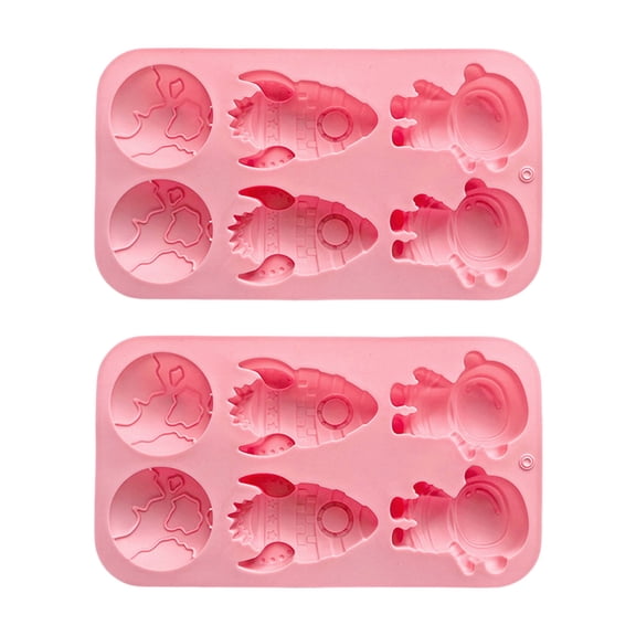 Fun Space Theme 6 Cavity Silicone Cake Tray With Earth Rockets And Astronauts Design Baking Molds For Birthday Parties