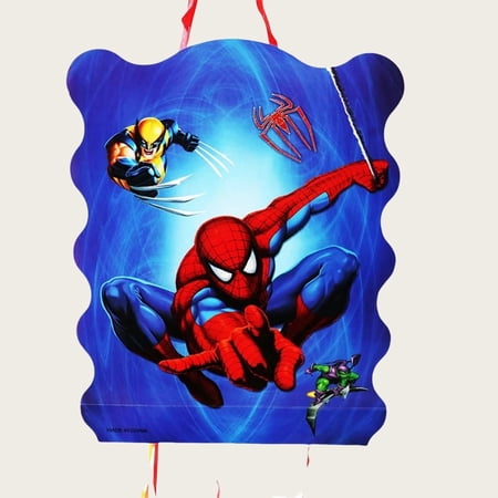 ? Fun Spider And Wolverine Anime Pull String Piñata Toy for Kids | Candy-Filled Birthday Party Game - No Bats, Just Pull! Safe & Easy Pinata Opening