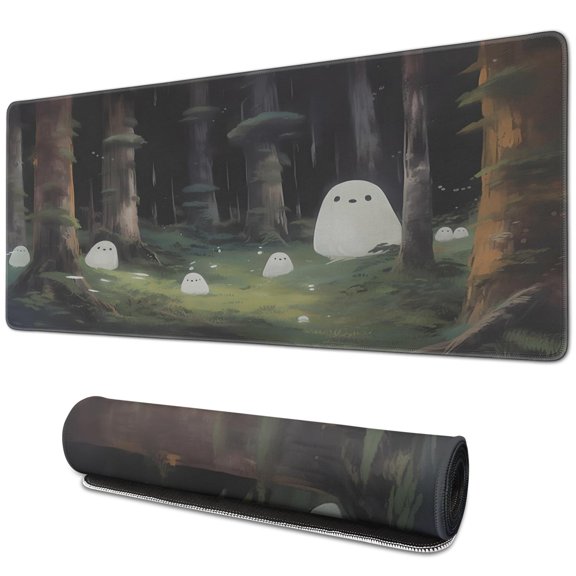 Fun & Spooky Halloween Ghost Mouse Pad - Extra-Large 31.5x11.8 Inch, Cute Kawaii Cartoon Design, Non-Slip Base, Stitched Edges – Perfect Companion for Gaming, Laptop, Desktop