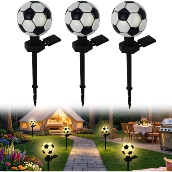 Fun Sporty Solar Light for Garden Decoration,Football-Shaped Led Solar Light,Garden Stake Lights Soccer Outdoor Decorative Multi for Wedding Christmas Yard Lighting Lawn (3PCS)