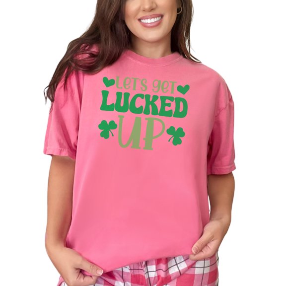 Fun St. Patrick's Day Let's Get Lucked Up, Crunchberry Comfort Colors T-Shirt, Small