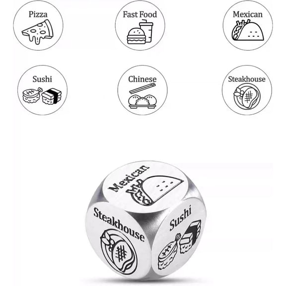 ‌Fun Steel Food Dice - Perfect Stocking Stuffers for Adults