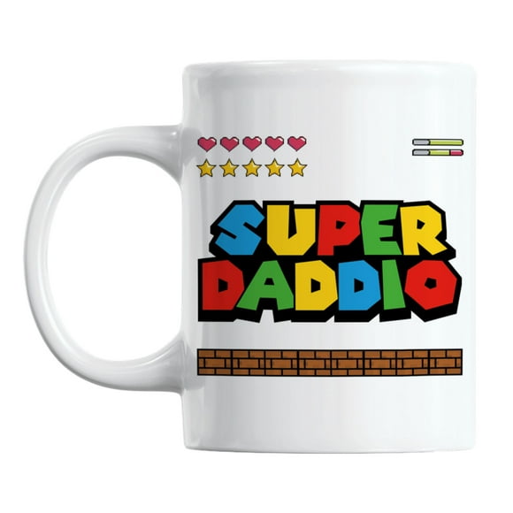 Fun Super Daddio Coffee & Tea Mug for a Gamer Dad on Father's Day (11oz)