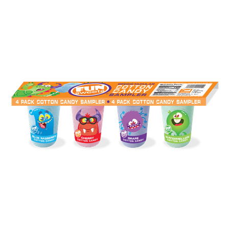 Fun Sweets Brand 4 Pack Monster Cotton Candy Sampler - Gluten Free & Nut Free