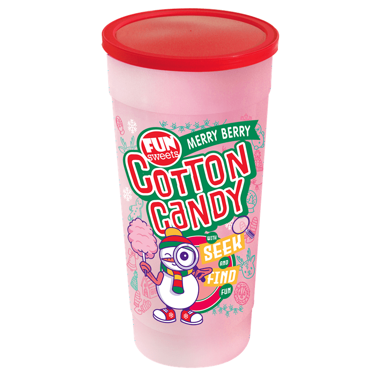 Fun Sweets Brand 4oz Holiday Seek & Find Cherry Cotton Candy