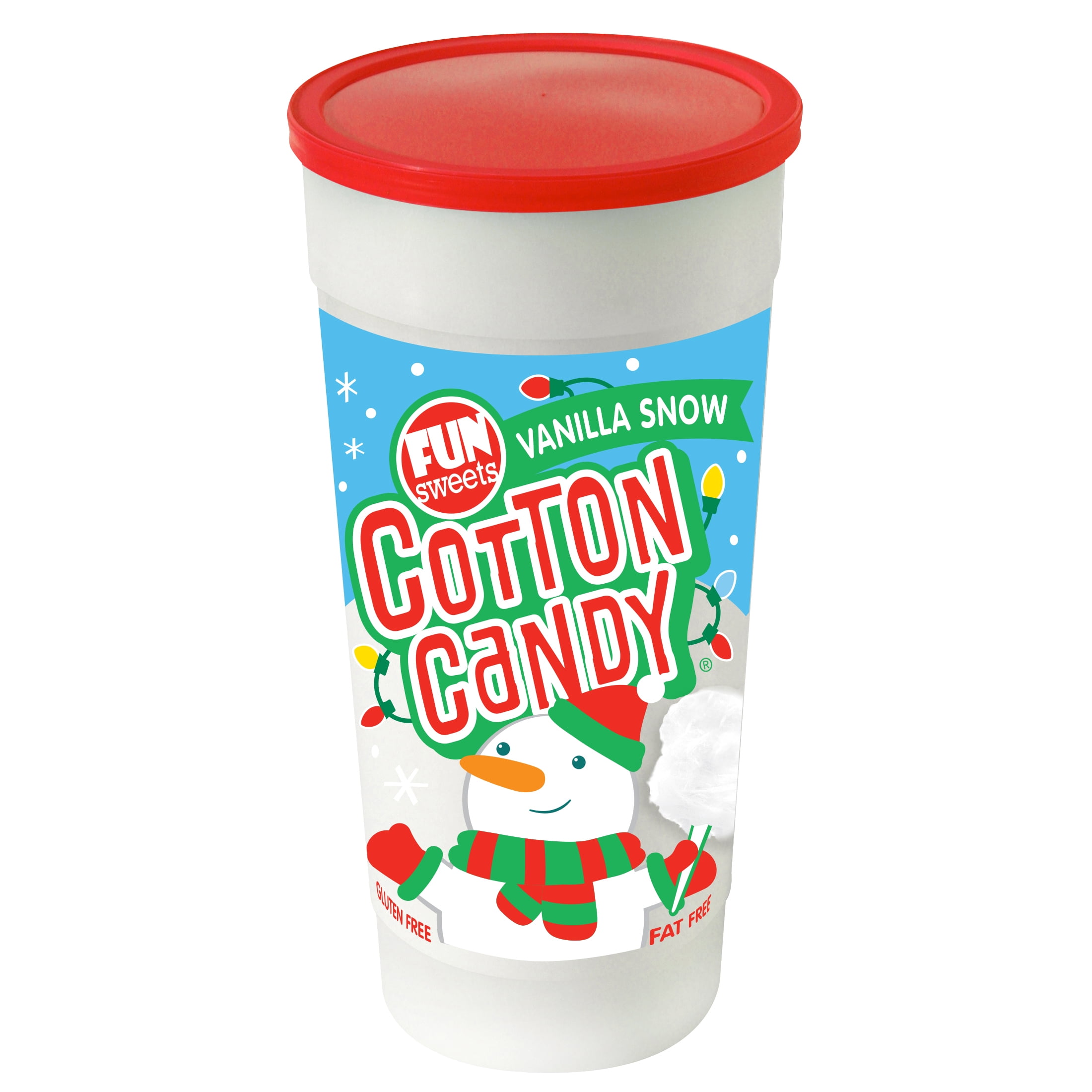 Fun Sweets Brand 6 Ounce Vanilla Snow Cotton Candy. Peanut Free