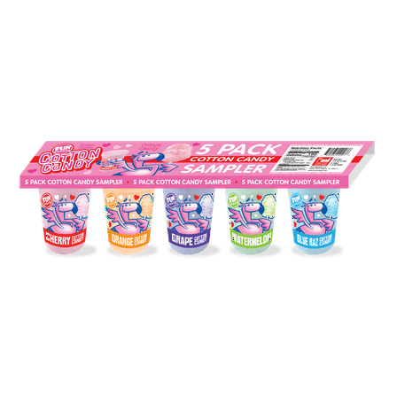 Fun Sweets brand 5 Pack Valentines Cotton Candy Sampler - Nut Free & Gluten Free