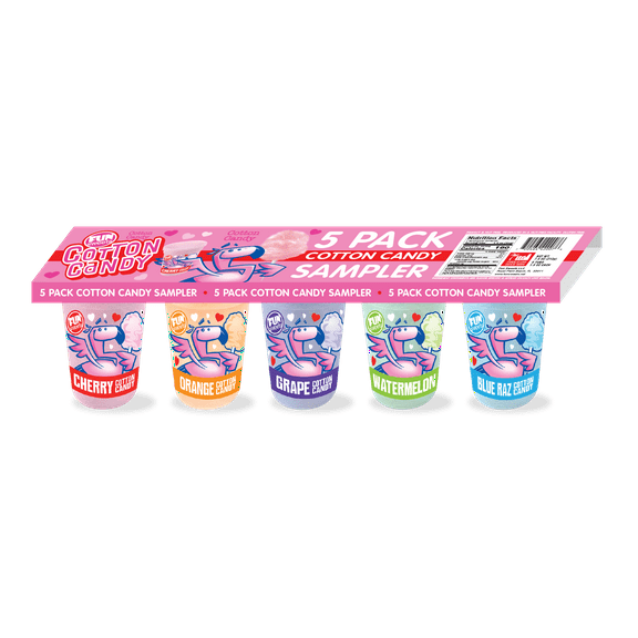 Fun Sweets brand 5 Pack Valentines Cotton Candy Sampler - Nut Free & Gluten Free