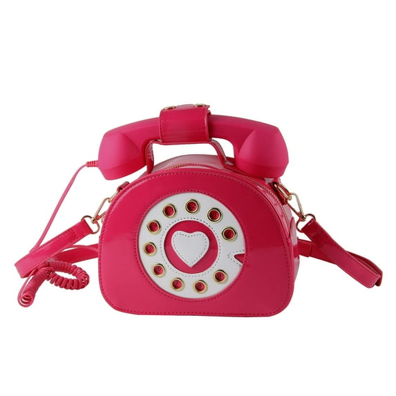Fun Telephone Purse for Women Novelty Pink Phone Tote Handbags Top Handle Shoulder Crossbdoy Bag