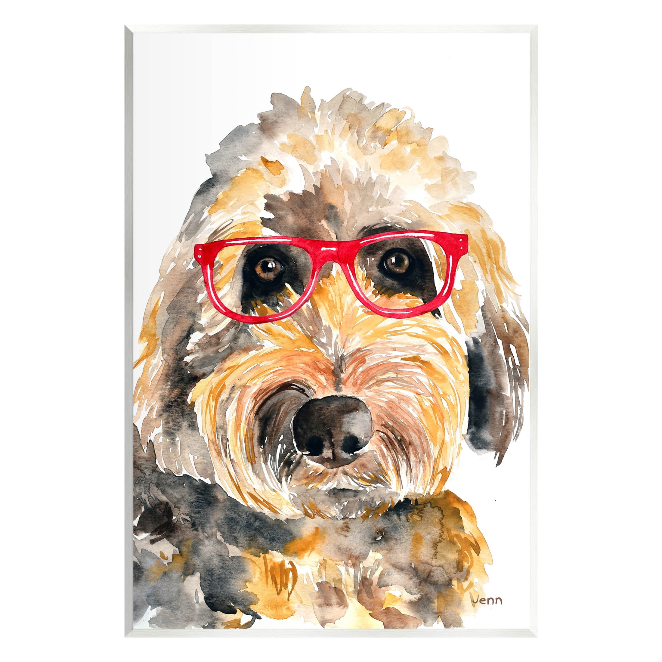 Fun Terrier Dog Red Glasses Animals & Insects Graphic Art Unframed Art Print Wall Art