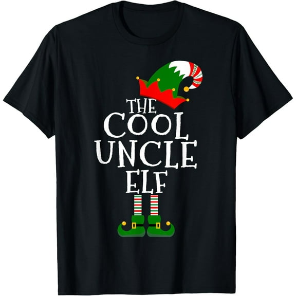 Fun The Cool Uncle Elf Gift Matching Family Group Christmas T-Shirt