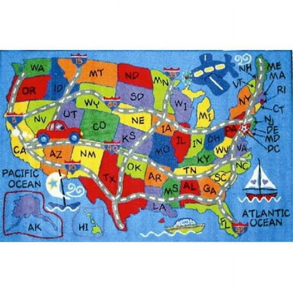 Fun Time Collection - Travel Fun Rug - 5 Ft 3 In x 7 Ft 6 In
