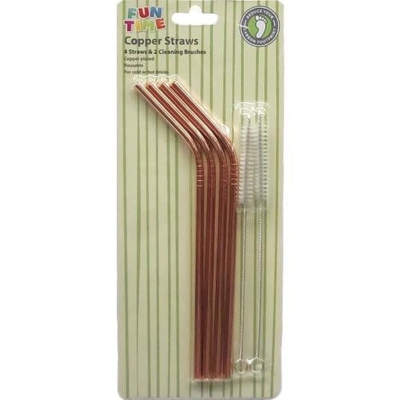 Fun Time Copper Drinking Straws & Cleaning Brushes (6-Piece Set)