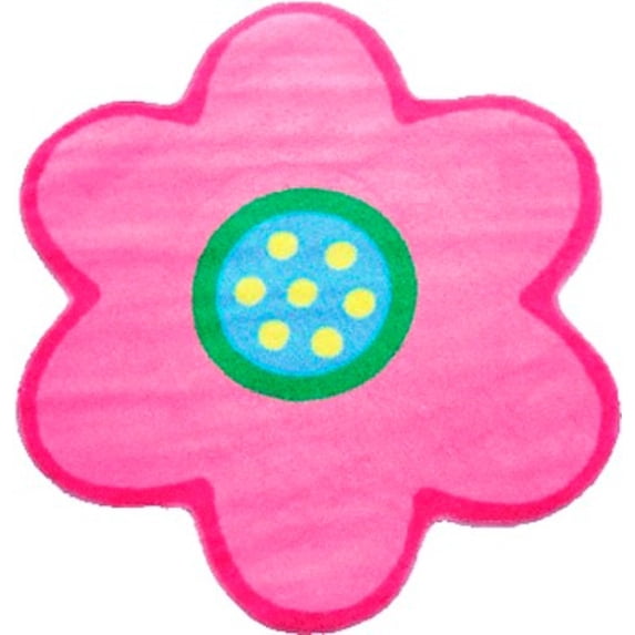 Fun Time Shape Nylon 39"x39" Poppy Light Pink Area Rug in Multi-Color