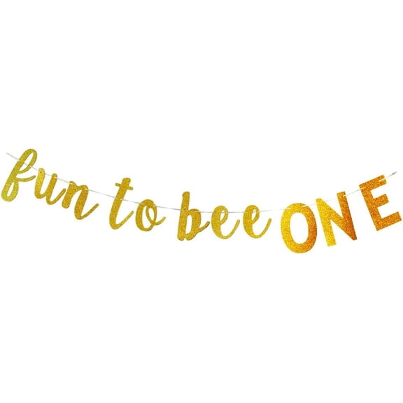 Fun To Bee One Banner For Baby's First Year Birthday Party Sign, Bumble Bee Party Decoration Happy 1st Birthday/Happy Bee Day Supplies