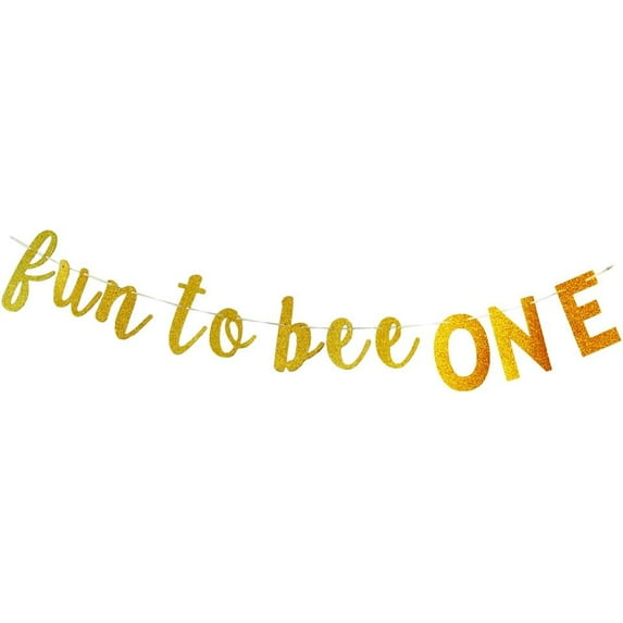 Fun To Bee One Banner For Baby's First Year Birthday Party Sign, Bumble Bee Party Decoration Happy 1st Birthday/Happy Bee Day Supplies