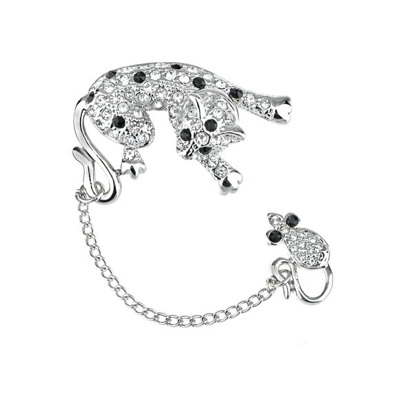 Fun Tom & Jerry Cat Mouse Playing Crystal Rhinestone Fashion Jewelry Pin Brooch