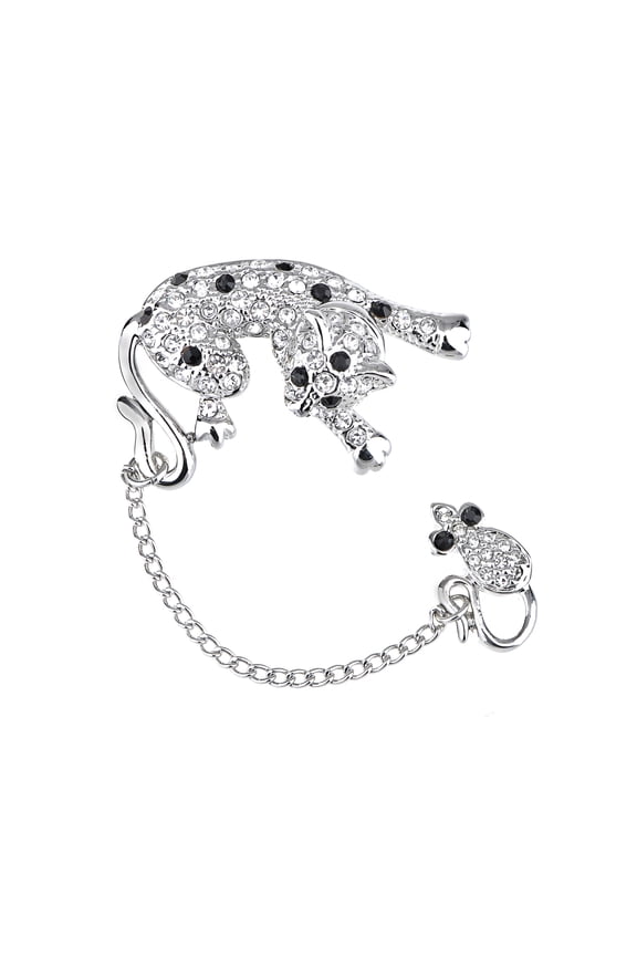 Fun Tom & Jerry Cat Mouse Playing Crystal Rhinestone Fashion Jewelry Pin Brooch