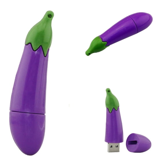 Fun USB Flash Drive - Eggplant USB Drive - Brinjal Shaped Thumb Drive - Trendy Flash Drive - Back to School Supplies - Photo Stick (Eggplant)