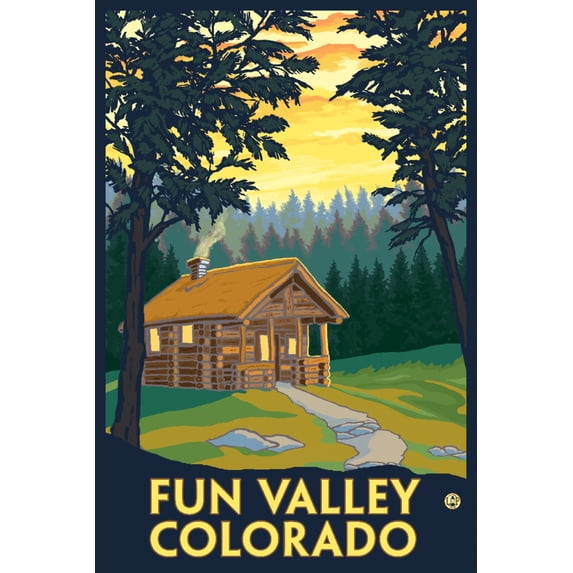 Fun Valley, Colorado, Cabin Scene (12x18 Wall Art Poster, Room Decor)