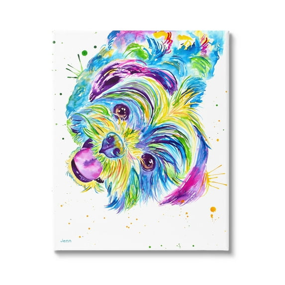 Fun Vivid Shih Tzu Puppy Animals & Insects Graphic Art Gallery Wrapped Canvas Print Wall Art