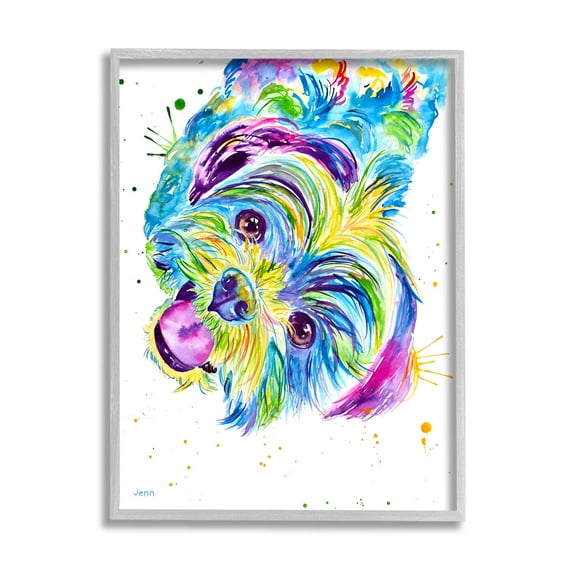 Fun Vivid Shih Tzu Puppy Animals & Insects Graphic Art Gray Framed Art Print Wall Art