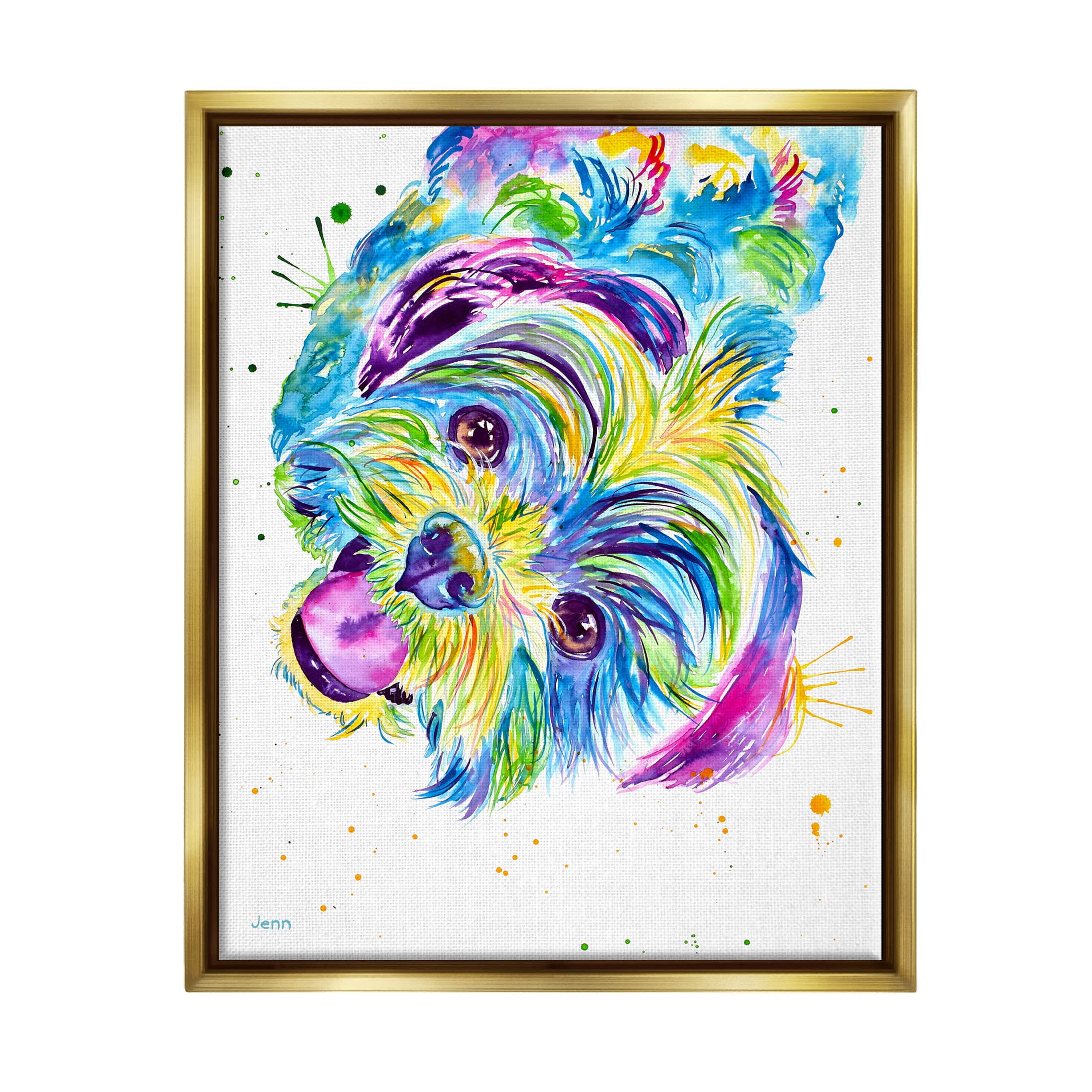 Fun Vivid Shih Tzu Puppy Animals & Insects Graphic Art Metallic Gold Framed Art Print Wall Art
