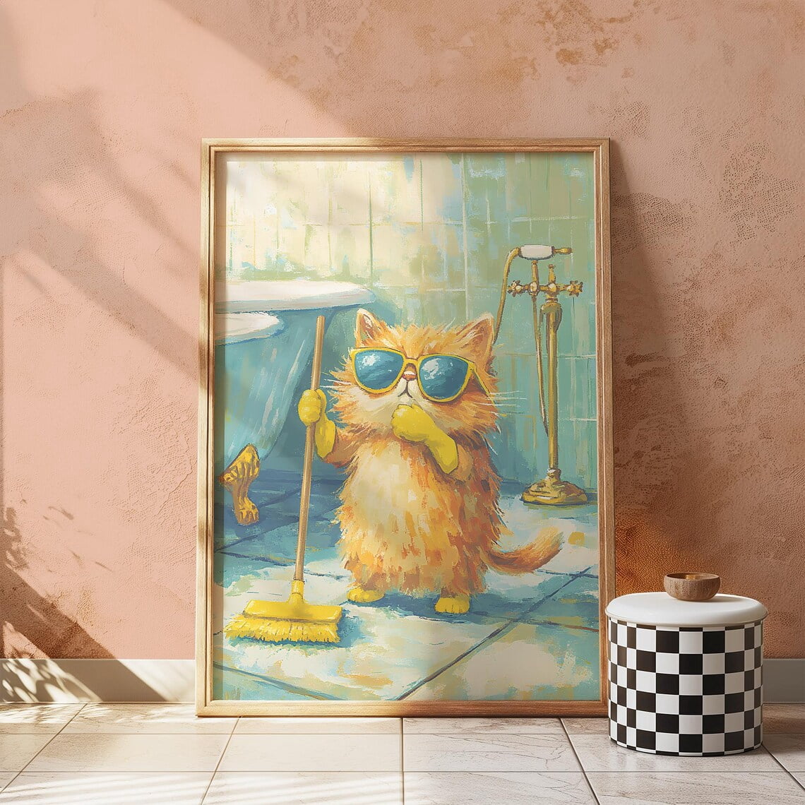 Fun Wall Art - Funny Bathroom Art - Cat Wall Art - Cat Print - Funny ...