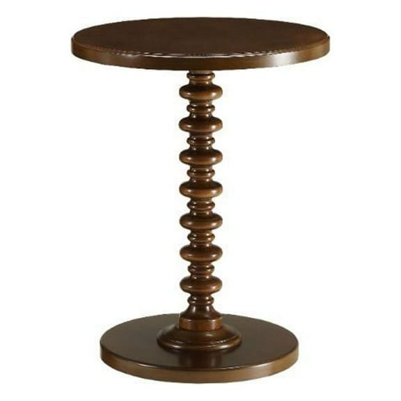 Fun Walnut Wood Pedestal End Table