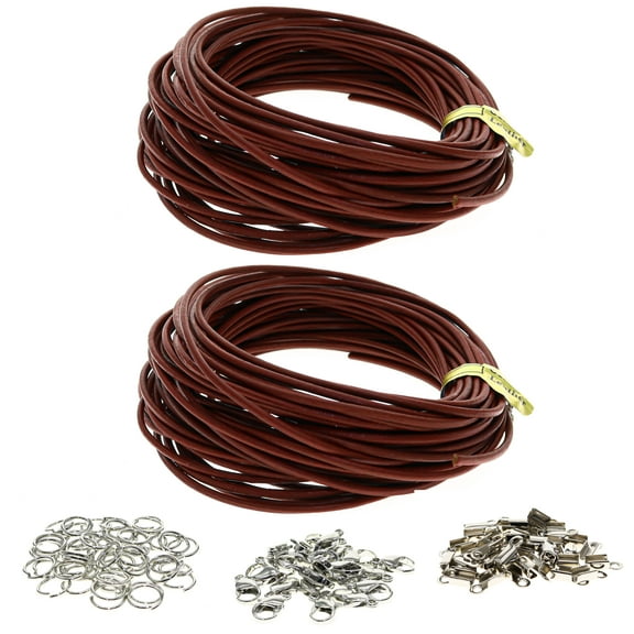 Fun-Weevz 1.8mm Brown Genuine Leather Cord for Jewelry Making for Adults